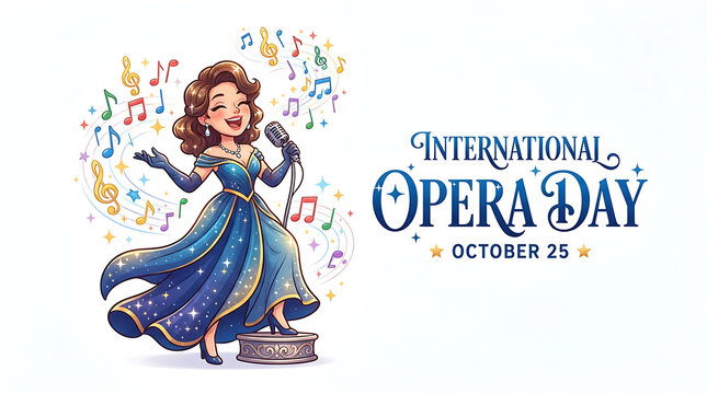 "INTERNATIONAL OPERA DAY / OCTOBER 25" in elegant blue script on a light gradient background.