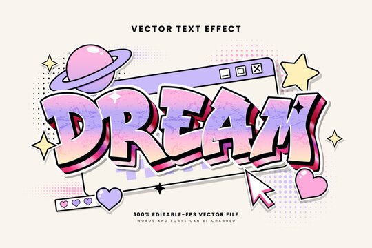 Editable vector text effect with a playful Y2K retro computer and pastel aesthetic, suitable for fashion posters, social media graphics, stickers, and branding designs.