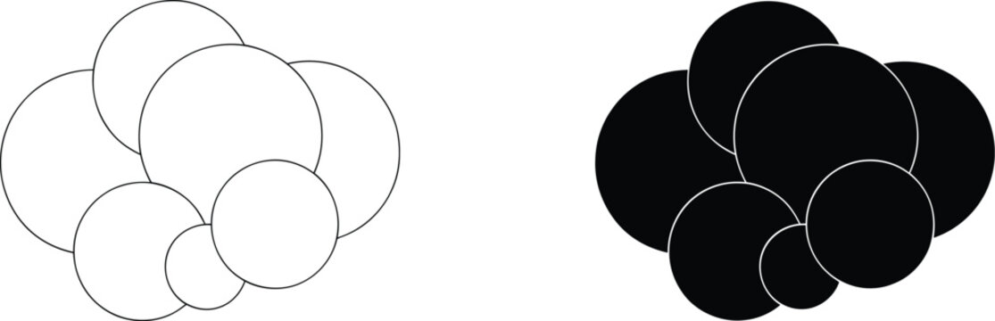 Cloud icon set silhouette representing weather and data storage