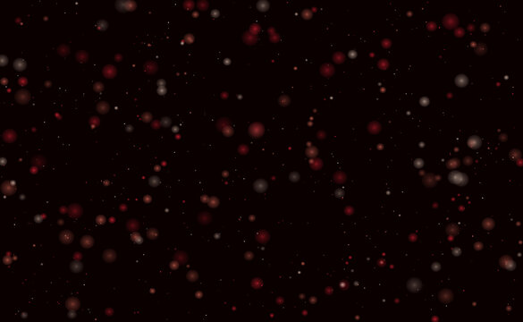 Romantic red defocused light orbs and sparkling dust for Valentine and Christmas overlay design