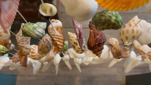 Seashell mobile hanging, handmade