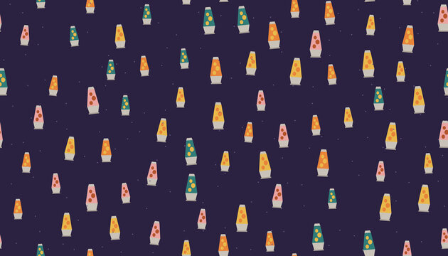 Seamless retro lava lamp pattern on dark purple