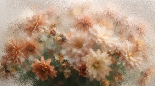 Soft pastel chrysanthemum bouquet in soft focus for elegant autumn