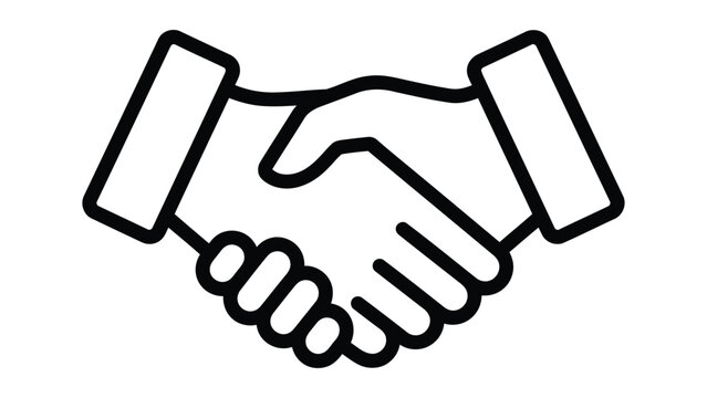 Shake hands icon flat outline in black
