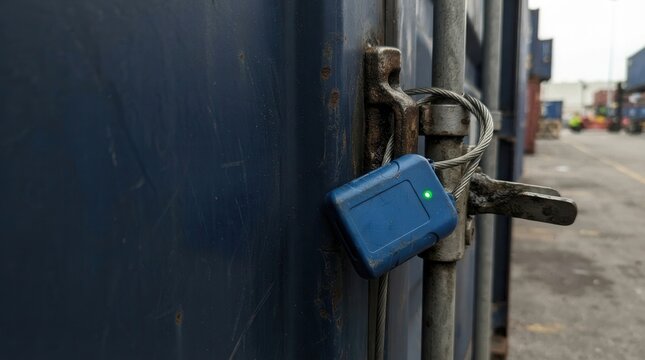 Smart Electronic Security Seal Locked on Intermodal Shipping Container