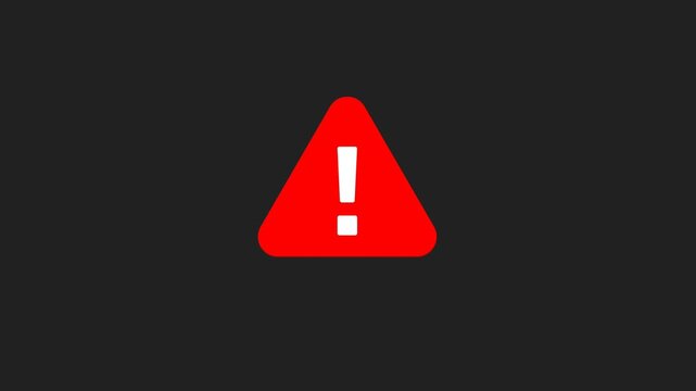Pulsing red caution triangle with white exclamation mark
