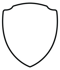 Fototapeta premium Simple shield shape icon, heraldic emblem outline, vector illustration isolated on white background