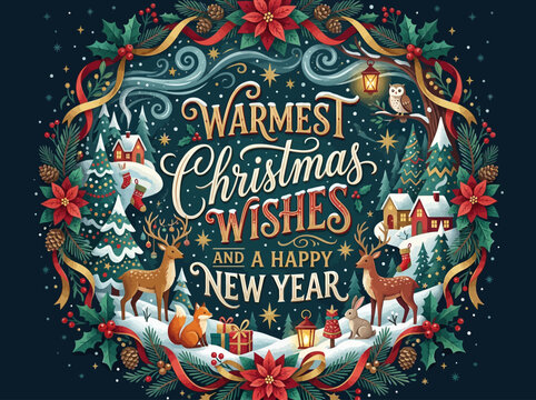 Christmas illustration co&hellip; concept illustration with colorful elements for creative decoration and seasonal celebration isolated background