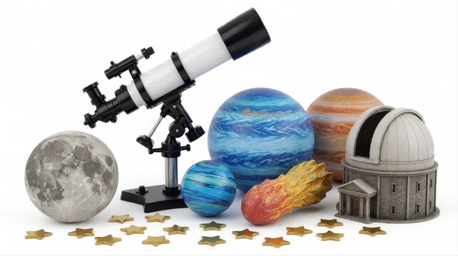 Collection of Planetary Models with Telescope and Decorative Stars for Astronomy Education