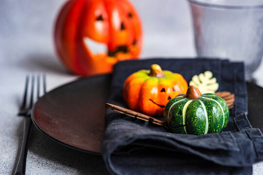 Pumpkins with smiling faces