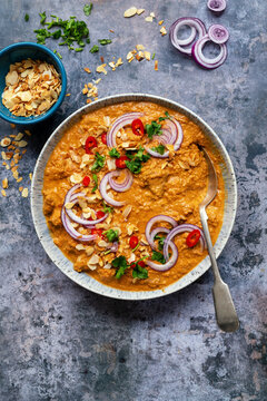 Lamb Pasanda Creamy North Indian Curry with almond garnish