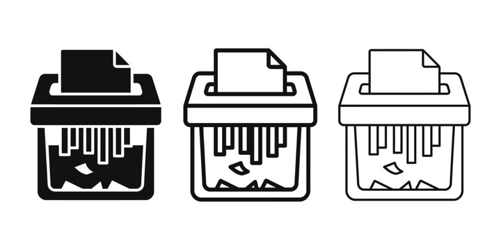 Paper shredder icon silhouette vector, bold outline and line art isolated illustration