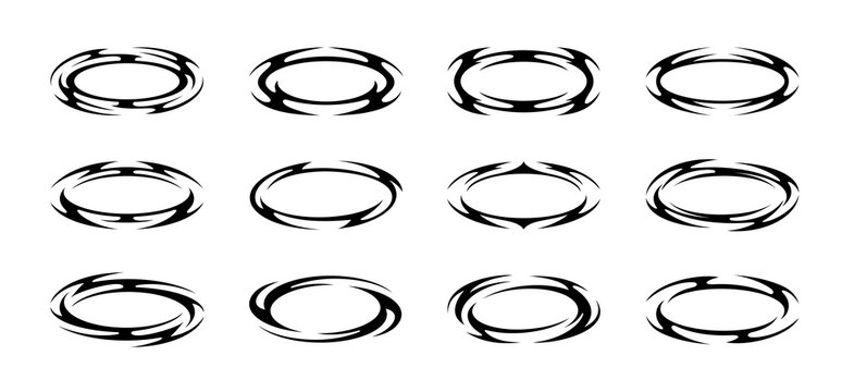 Oval rings  tribal brushstroke style  bold black vector design for t-shirts  stickers  posters  logos  and graphic merchandise.