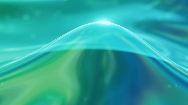 Abstract Blue and Green Wavy Liquid Surface with Light Glow