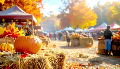 Herbstfest mit Kürbissen, Strohballen und Marktständen © Sina Ettmer