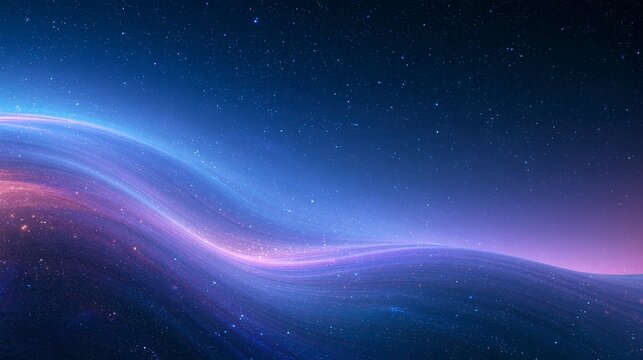 Abstract cosmic wave with starfield background and vibrant blue glow light