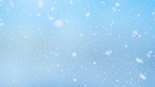 Falling snow flakes winter background. 4K seamless looping Christmas background	