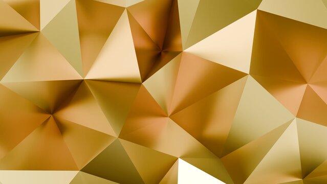 Abstract Golden Geometric Pattern Background Featuring A Minimalist Low Poly Design With Reflective Metallic Gold Surfaces For Luxurious Digital