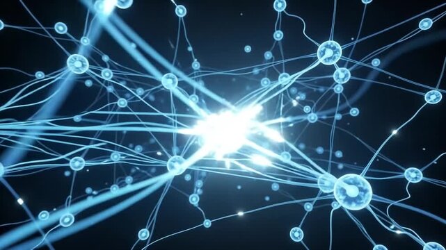 Abstract Glowing Blue Neural Network Digital Data Connection Concept