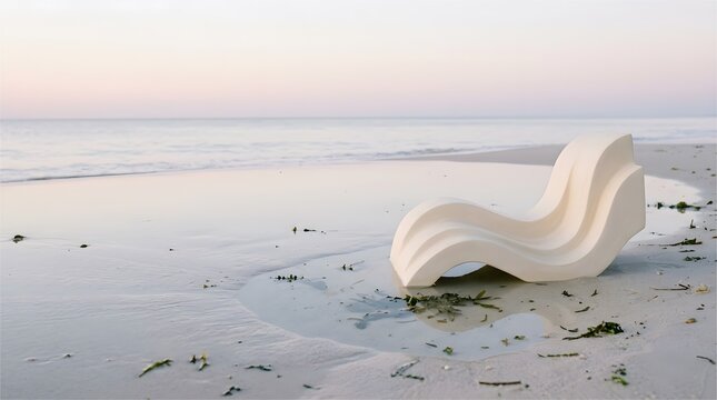 Curved organic wave podium riser in shallow calm tide pool