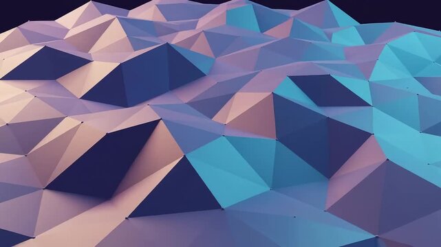 Abstract Geometric Low Poly Background With Soft Blue And Pink Tones