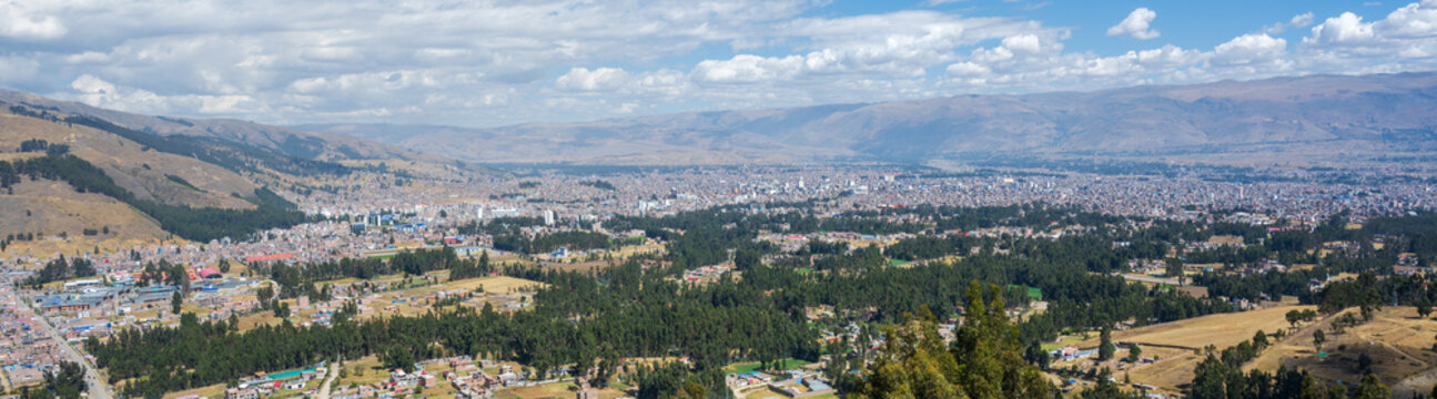 Huancayo, Peru : Panoramic view of the city of Huancayo spreading across the Mantaro Valley in the central Peruvian Andes. 