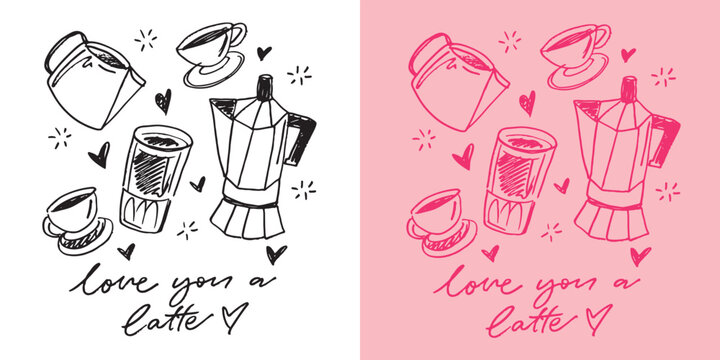 Trendy hand drawn doodle lettering quote about coffee. Lettering for t-shirt design, mug print, bag print, clothes fashion. 100% hand drawn vector image.