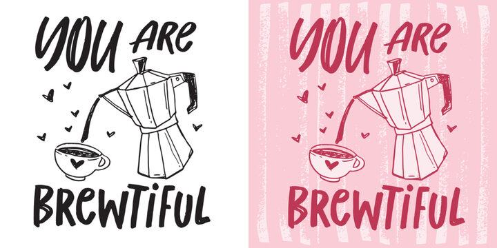Trendy hand drawn doodle lettering quote about coffee. Lettering for t-shirt design, mug print, bag print, clothes fashion. 100% hand drawn vector image.