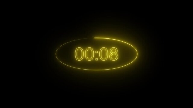 A neon 90-second countdown icon features a vibrant circular progress ring gradually shrinking, glowing digits updating every second, and a rhythmic electric pulse highlighting the steady passage of ti
