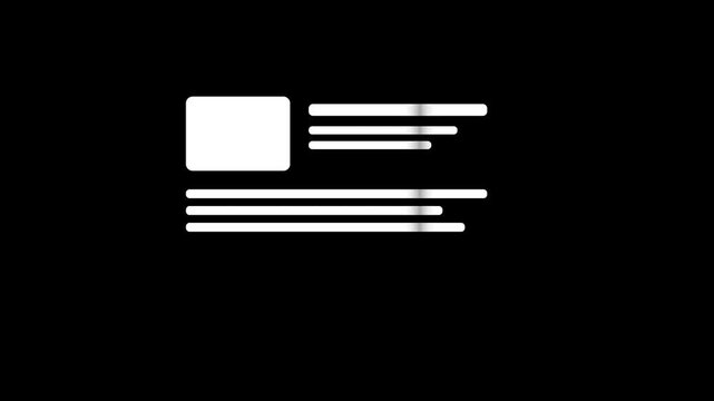 White skeleton & Square and Text Lines Animation on Black