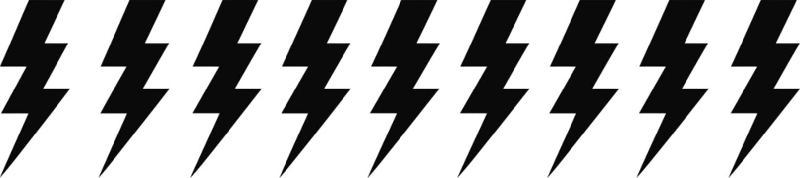 Lightning icon bolt silhouette thunder storm vector energy flash