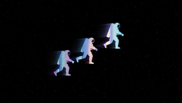 Three Astronauts Ascending in Space