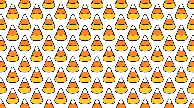 Candy corn seamless pattern on white festive holiday background