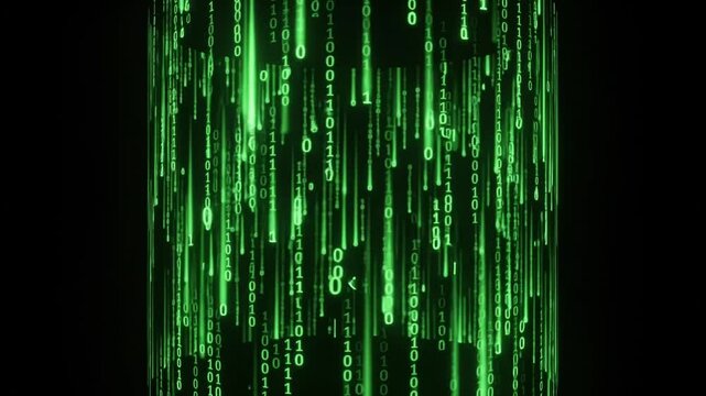 Green matrix digital code glowing abstract background cyberspace