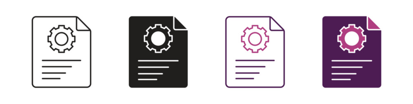Technical Documentation Icon Set. User Guide, Manual, Software Instructions and Information Reference Symbols. Vector Illustration.