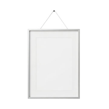 Minimalist empty picture frame hanging on hook
