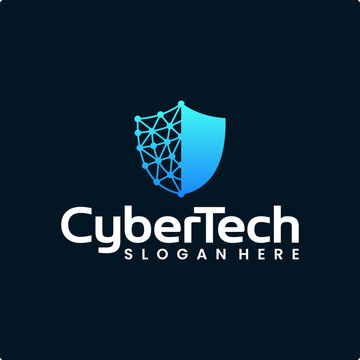 Cyber Tech Shield Logo Security Digital Network Abstract.