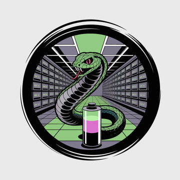 Green snake coiled around object.