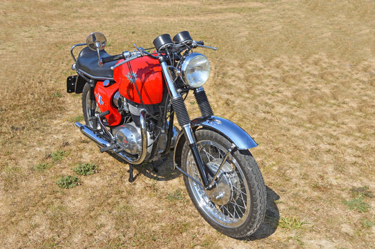 Classic BSA  A65 Spitfire motorcycle parked on grass