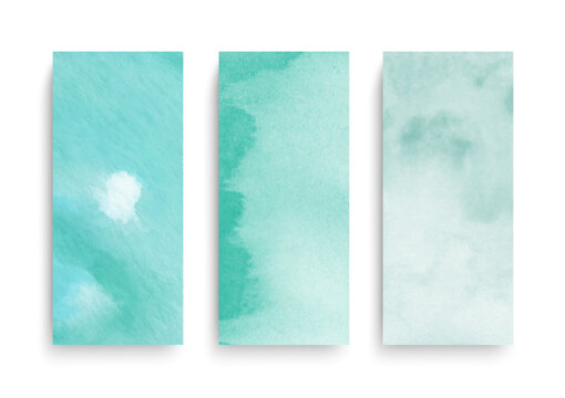 Abstract green watercolor vertical banners