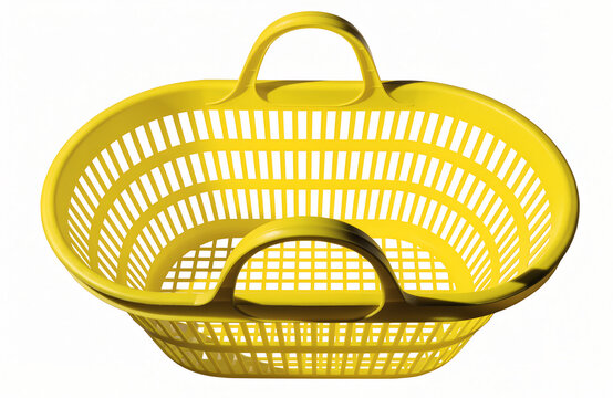 Overhead view of a vibrant yellow plastic shopping basket png, shopping basket, green basket, plastic basket, store basket, supermarket basket, shopping container, retail, grocery, market, container