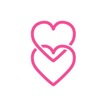 Two hearts initial logo on white background