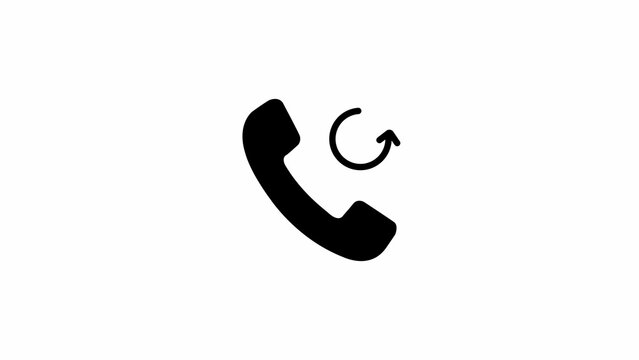 Black silhouette of a telephone handset with a circular arrow symbol for redialing or returning a call