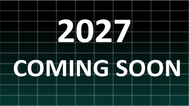 2027 coming soon digital countdown with modern grid background, for future event, announcements and teaser marketing