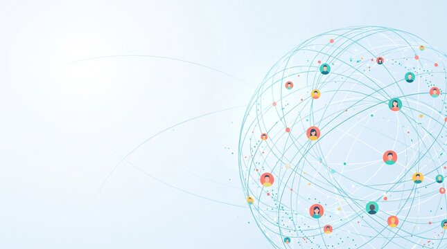 Abstract People Network Sphere Background Vector, Global Remote Community Connection