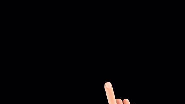3D render of human hand pointing index finger on black background.