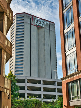 The AEP building in downtown Columbus Ohio USA 2026 View looking south. 
