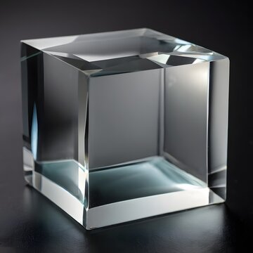 Frosted Glass Prism Block on Dark Studio Background