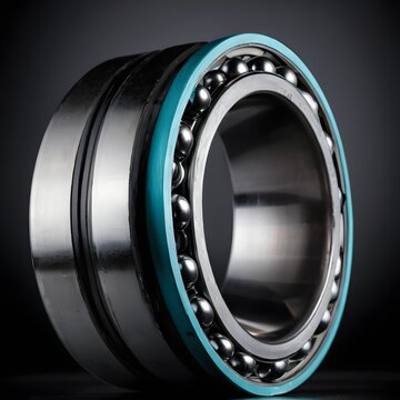 Steel ball bearing with raceway on dark reflective surface