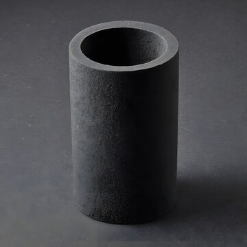 Cylindrical graphite electrode segment isolated on gray background
